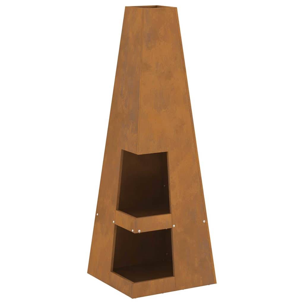 Poêle de jardin brasero vertical en acier pour cuisson et chauffage Marron – ComfortXL Outdoor Living - Image 2