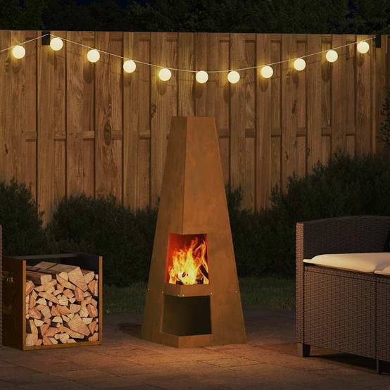 Poêle de jardin brasero vertical en acier pour cuisson et chauffage Marron – ComfortXL Outdoor Living - Image 4