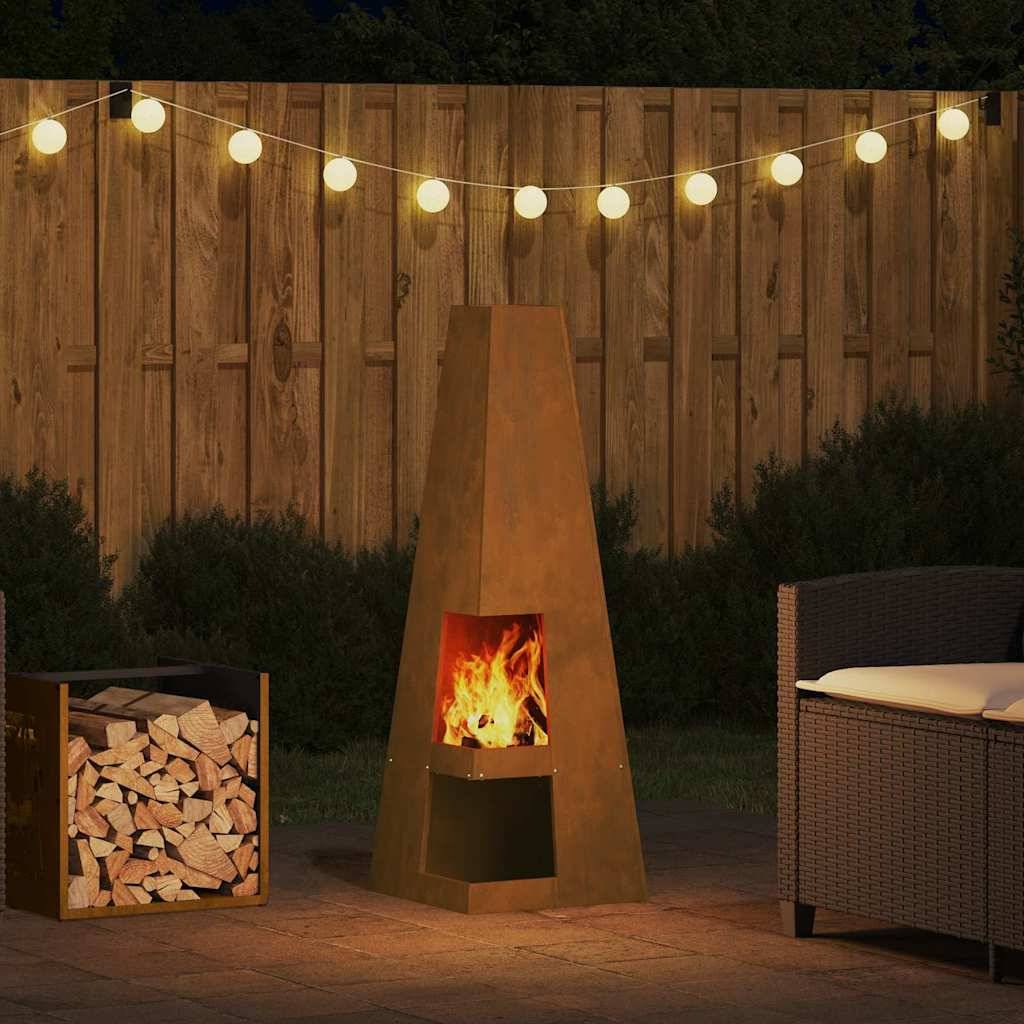 Poêle de jardin brasero vertical en acier pour cuisson et chauffage Marron – ComfortXL Outdoor Living - Image 4