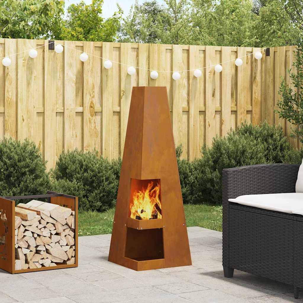 Poêle de jardin brasero vertical en acier pour cuisson et chauffage Marron – ComfortXL Outdoor Living - Image 1