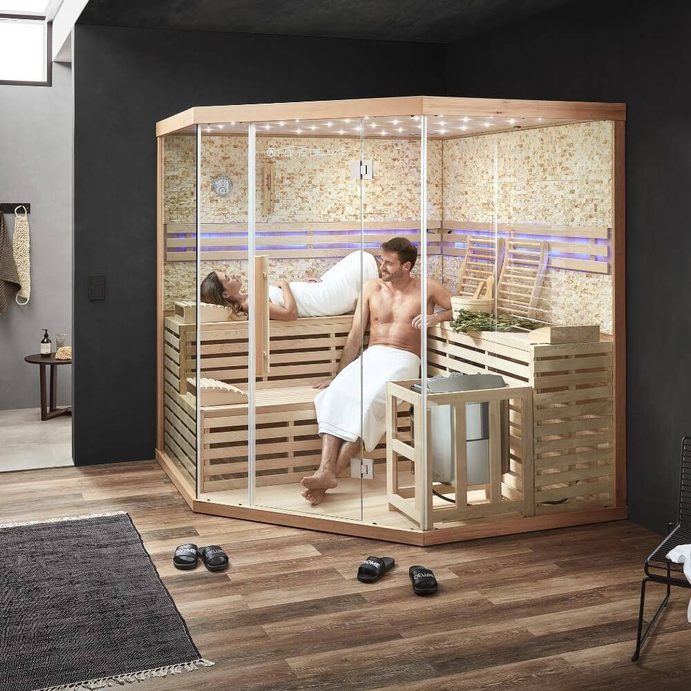 Sauna traditionnel HOME DELUXE SKYLINE BIG XL - 200 x 200 cm pour 6 personnes - Image 4