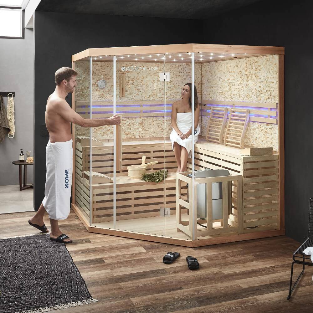 Sauna traditionnel HOME DELUXE SKYLINE BIG XL - 200 x 200 cm pour 6 personnes - Image 3