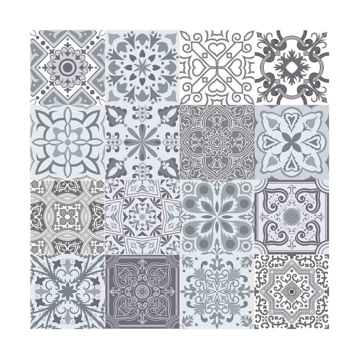 Nappe Ronde Toile Cirée "Persane" 160cm Gris - Image 3