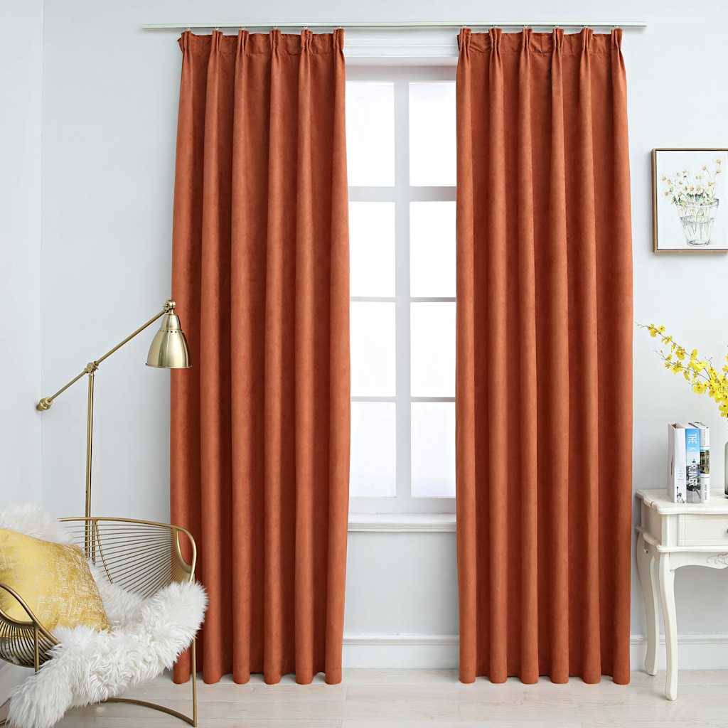 Rideaux occultants - Panneaux de rideau avec crochets 2 pcs Rouille 140x245 cm - Image 2
