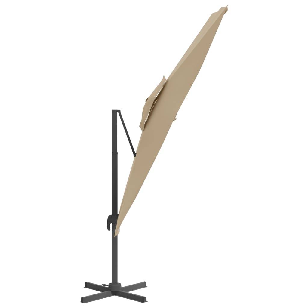 Helloshop26 - Parasol meuble de jardin cantilever à double toit 400 x 300 cm taupe - Image 2