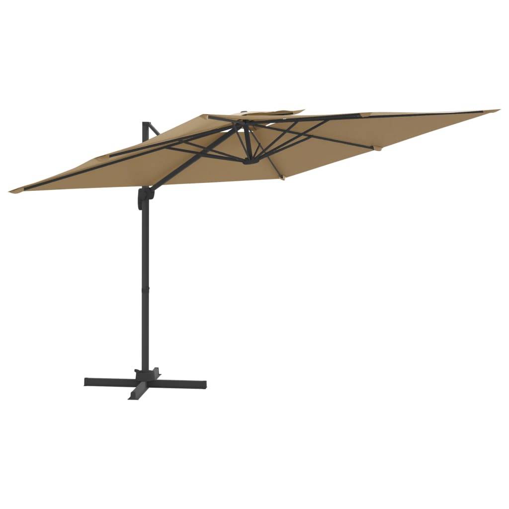 Helloshop26 - Parasol meuble de jardin cantilever à double toit 400 x 300 cm taupe - Image 1