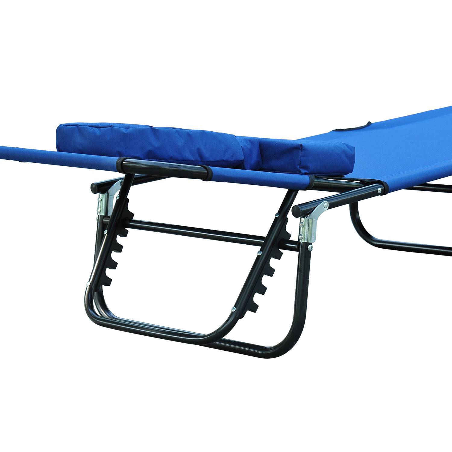 Transat Pliant Dossier 4 Positions avec Coussin, Structure Métal et Tissu Oxford, Camping/Plage/Terrasse, 190 x 56 x 28 cm, Bleu - Image 9