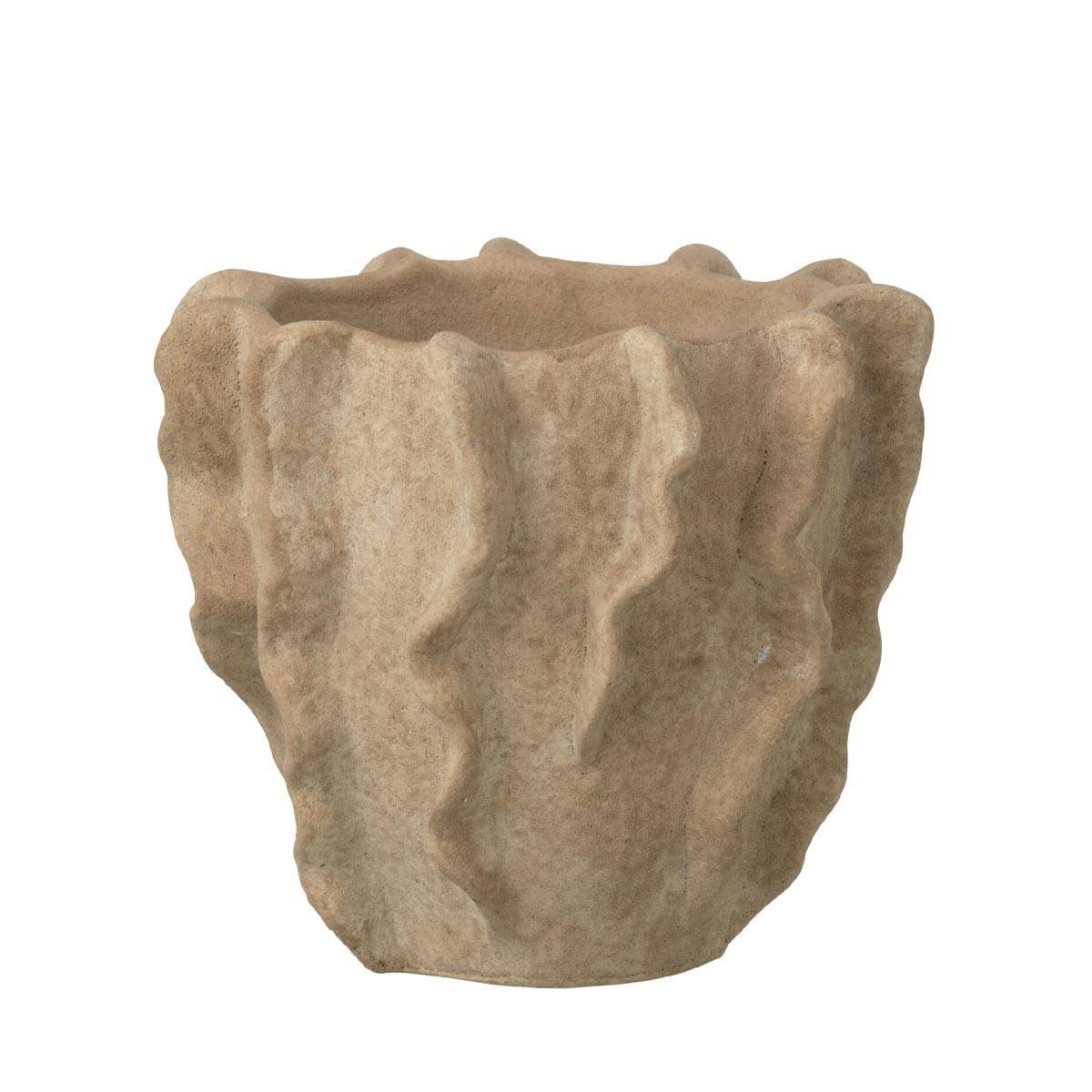 J-Line - Cache-Pot Déco en Ciment "Roca" 22cm Beige - Image 1