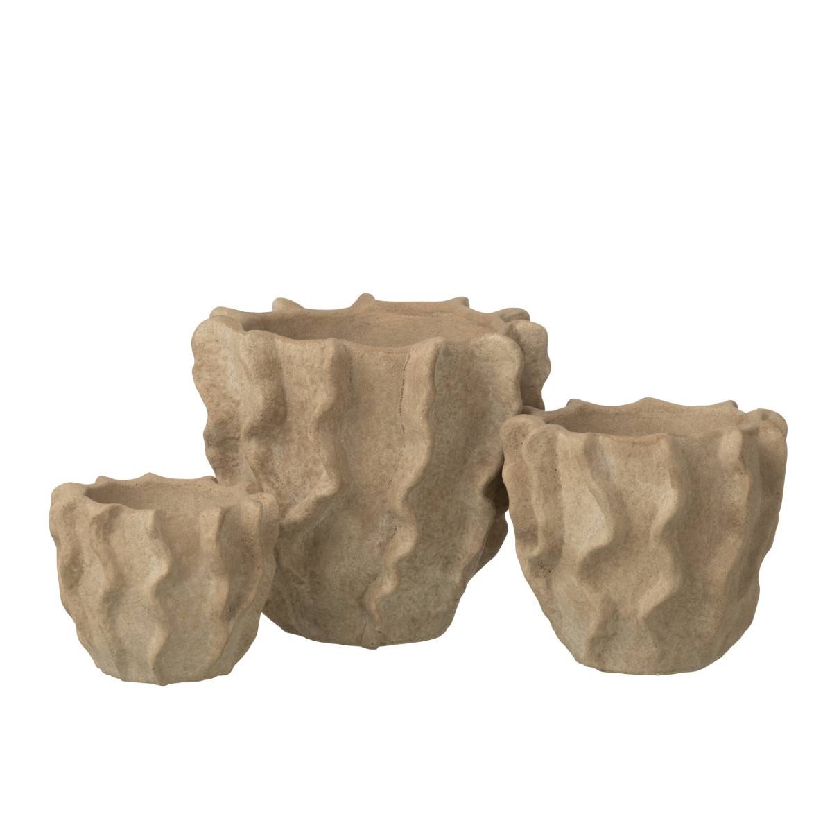 J-Line - Cache-Pot Déco en Ciment "Roca" 22cm Beige - Image 2
