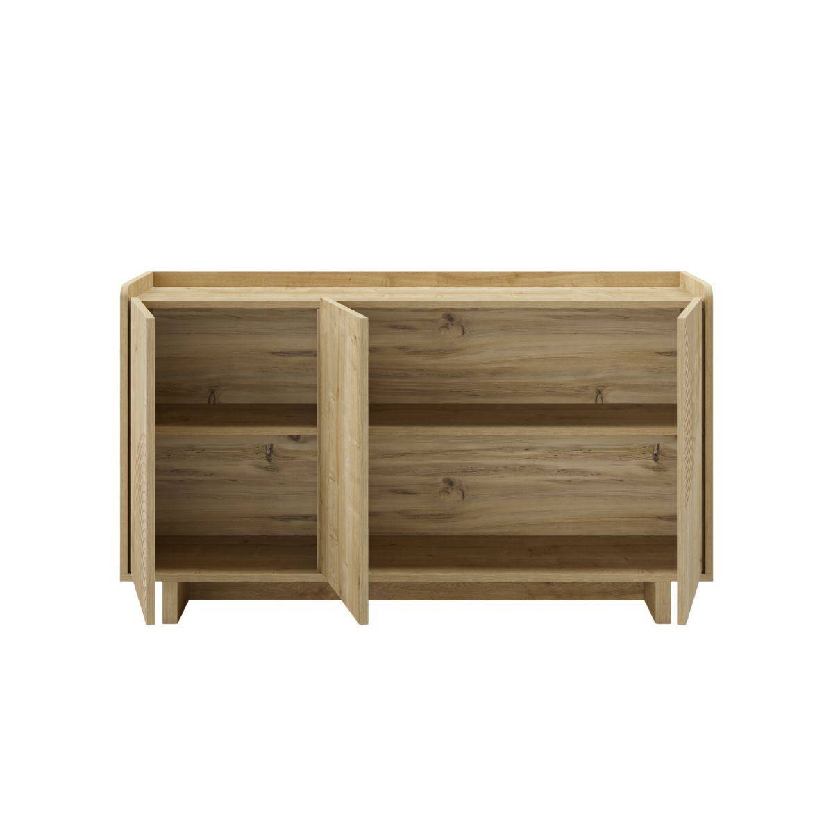 Buffet 3 portes 140cm en mélaminé imitation bois décor relief fraisé - RIAD - Image 4