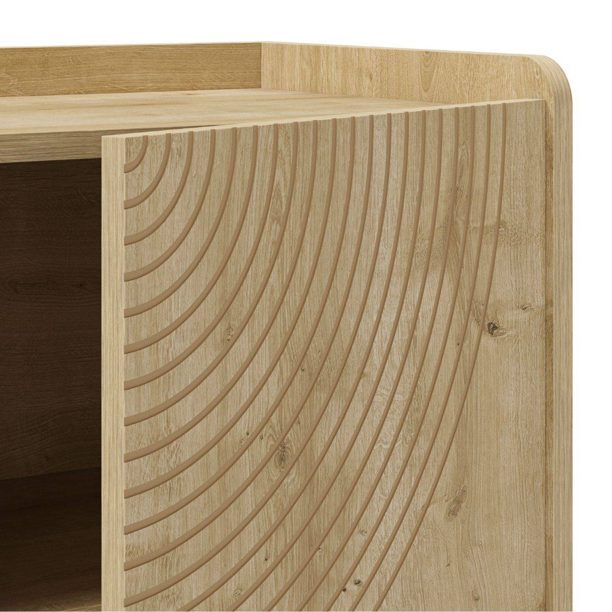 Buffet 3 portes 140cm en mélaminé imitation bois décor relief fraisé - RIAD - Image 6