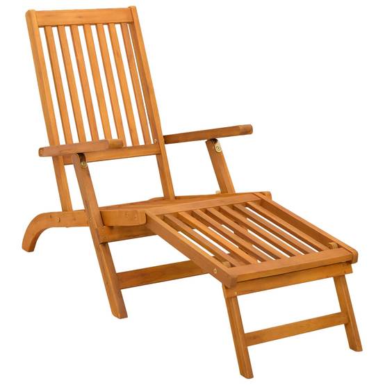 ComfortXL - Transat bois acacia massif jardin terrasse inclinable repose-pieds 55x146x91cm marron - ComfortXL Outdoor Living - Image 3
