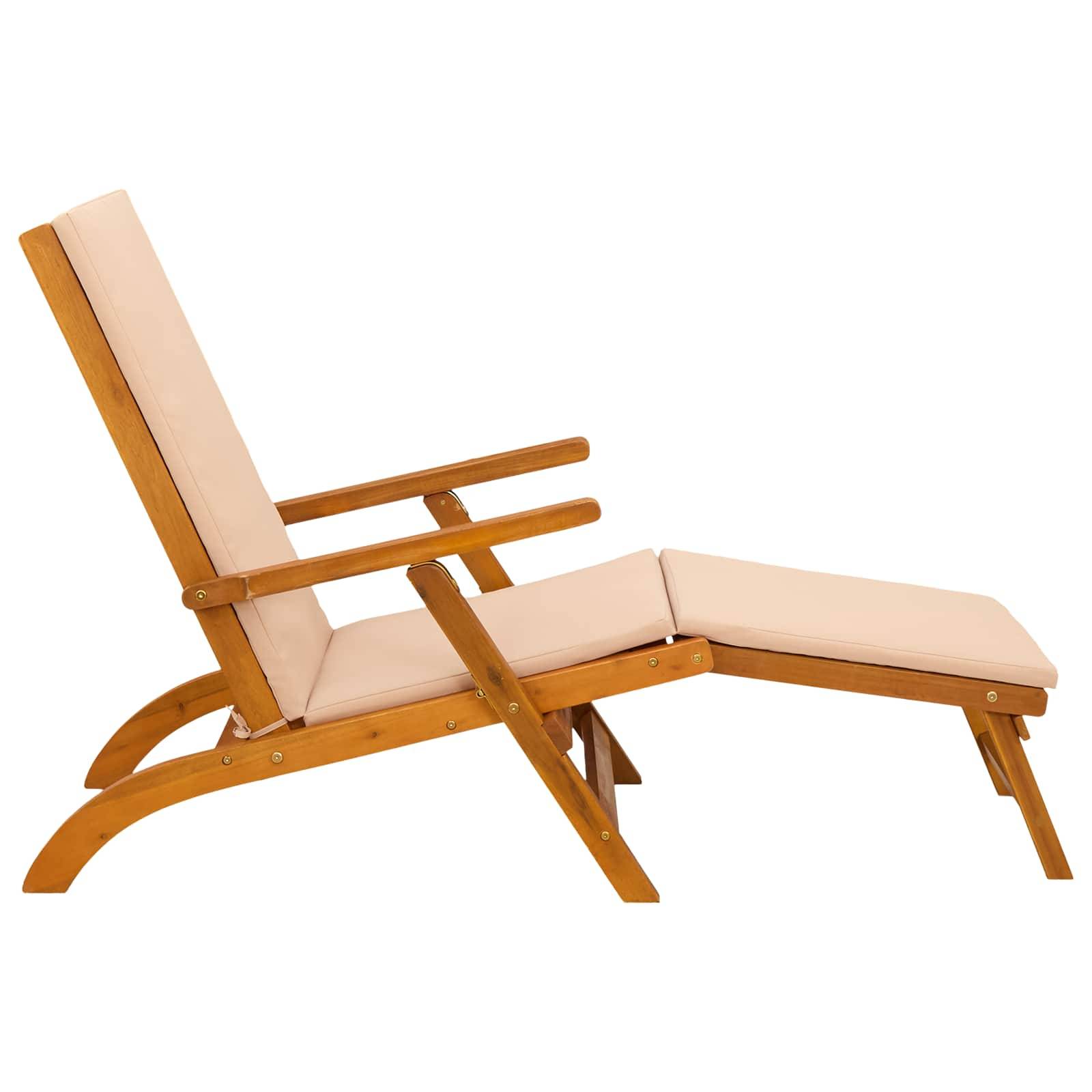 ComfortXL - Transat bois acacia massif jardin terrasse inclinable repose-pieds 55x146x91cm marron - ComfortXL Outdoor Living - Image 6