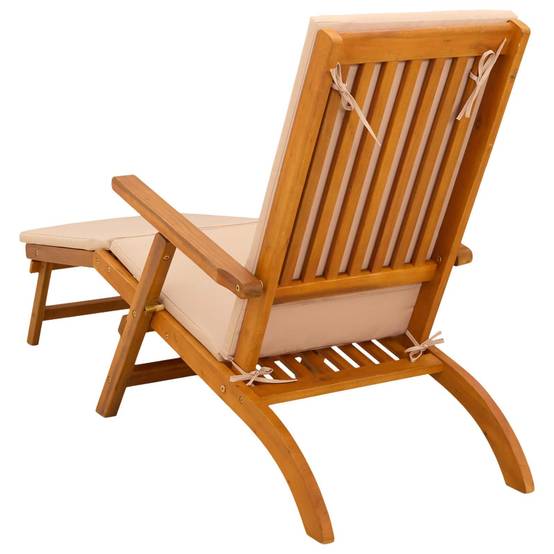 ComfortXL - Transat bois acacia massif jardin terrasse inclinable repose-pieds 55x146x91cm marron - ComfortXL Outdoor Living - Image 7
