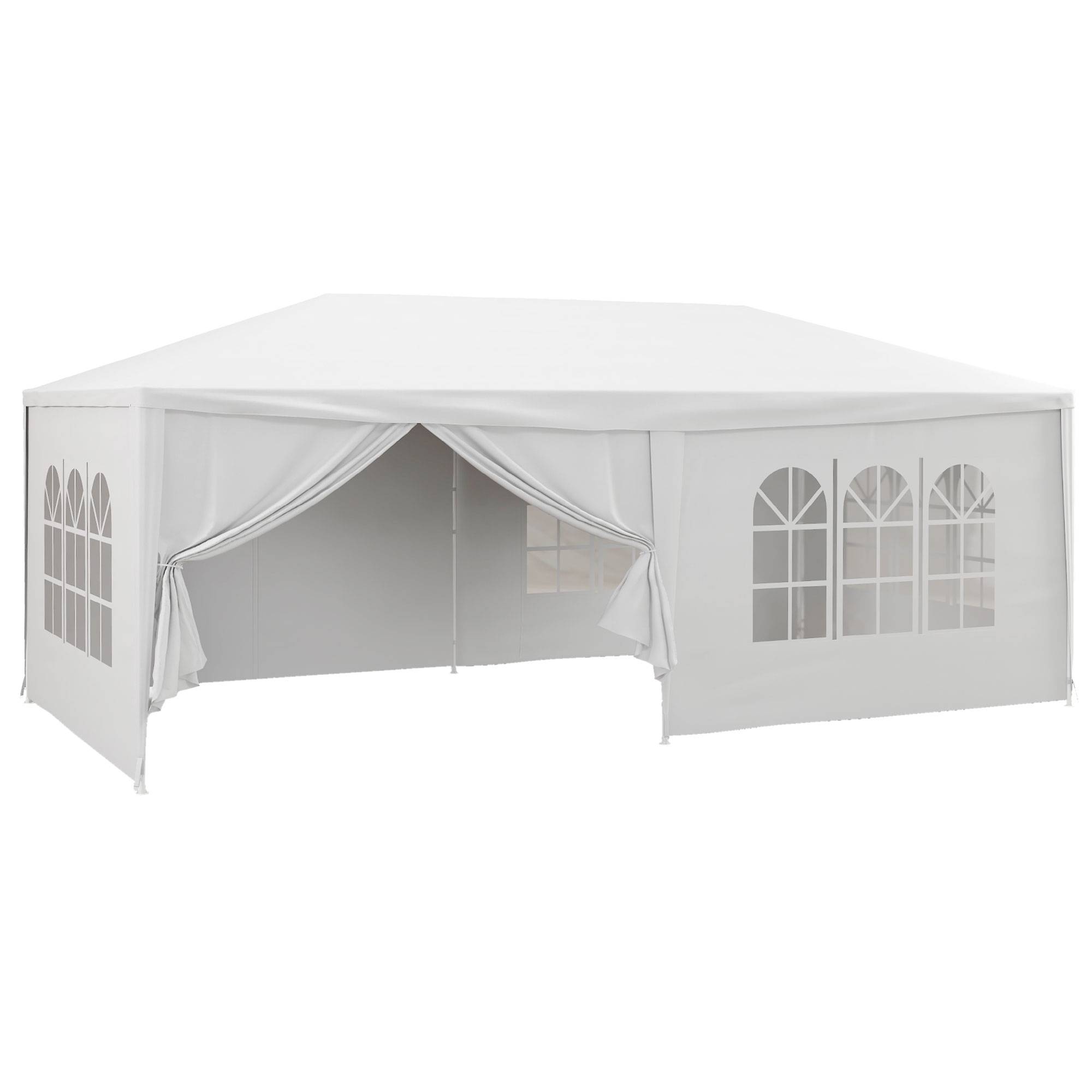 Tente de Réception Métal Fêtes Extérieures Parois Amovibles 6x3m Blanc - ComfortXL Outdoor Living - Image 1