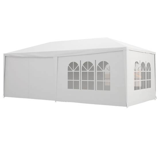 Tente de Réception Métal Fêtes Extérieures Parois Amovibles 6x3m Blanc - ComfortXL Outdoor Living - Image 2