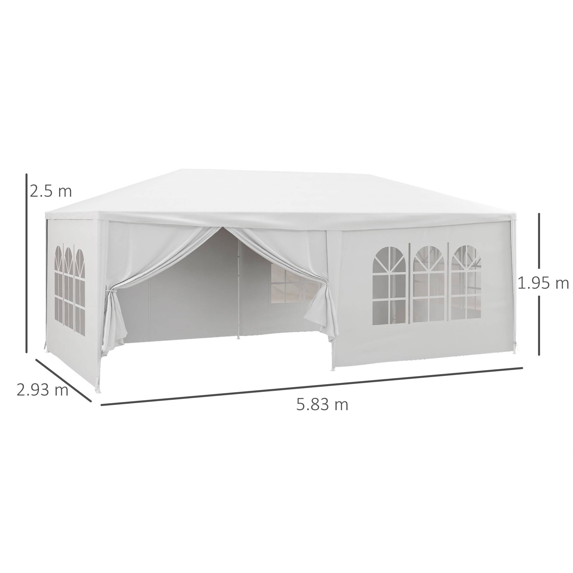 Tente de Réception Métal Fêtes Extérieures Parois Amovibles 6x3m Blanc - ComfortXL Outdoor Living - Image 5