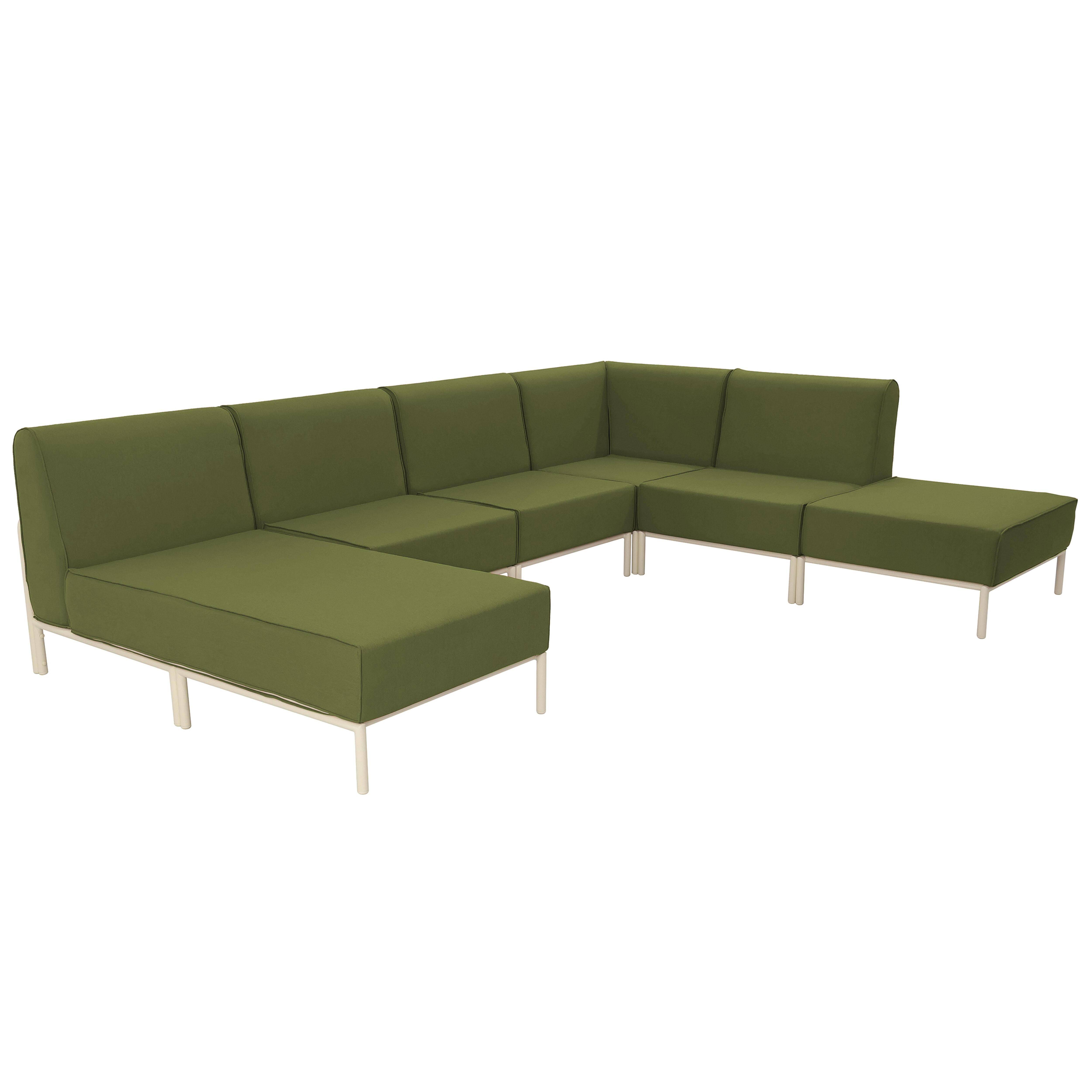 Oviala - Salon de jardin bas modulable uni 6 places vert kaki Patio - Oviala - Image 1