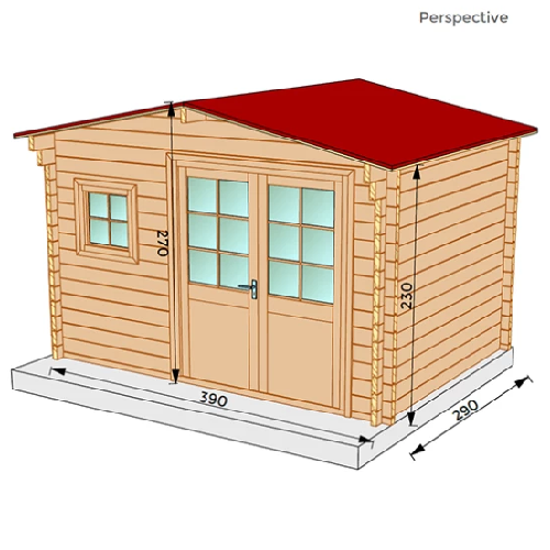Studio de jardin LANTENAY 12m² - Bois Douglas épaisseur 55mm - Porte & fenêtres bois - Toiture Bacacier avec voliges ss toiture - MON CHALET DE JARDIN - Image 2