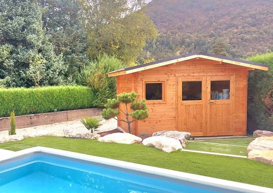 Studio de jardin LANTENAY 12m² - Bois Douglas épaisseur 55mm - Porte & fenêtres bois - Toiture Bacacier avec voliges ss toiture - MON CHALET DE JARDIN - Image 7