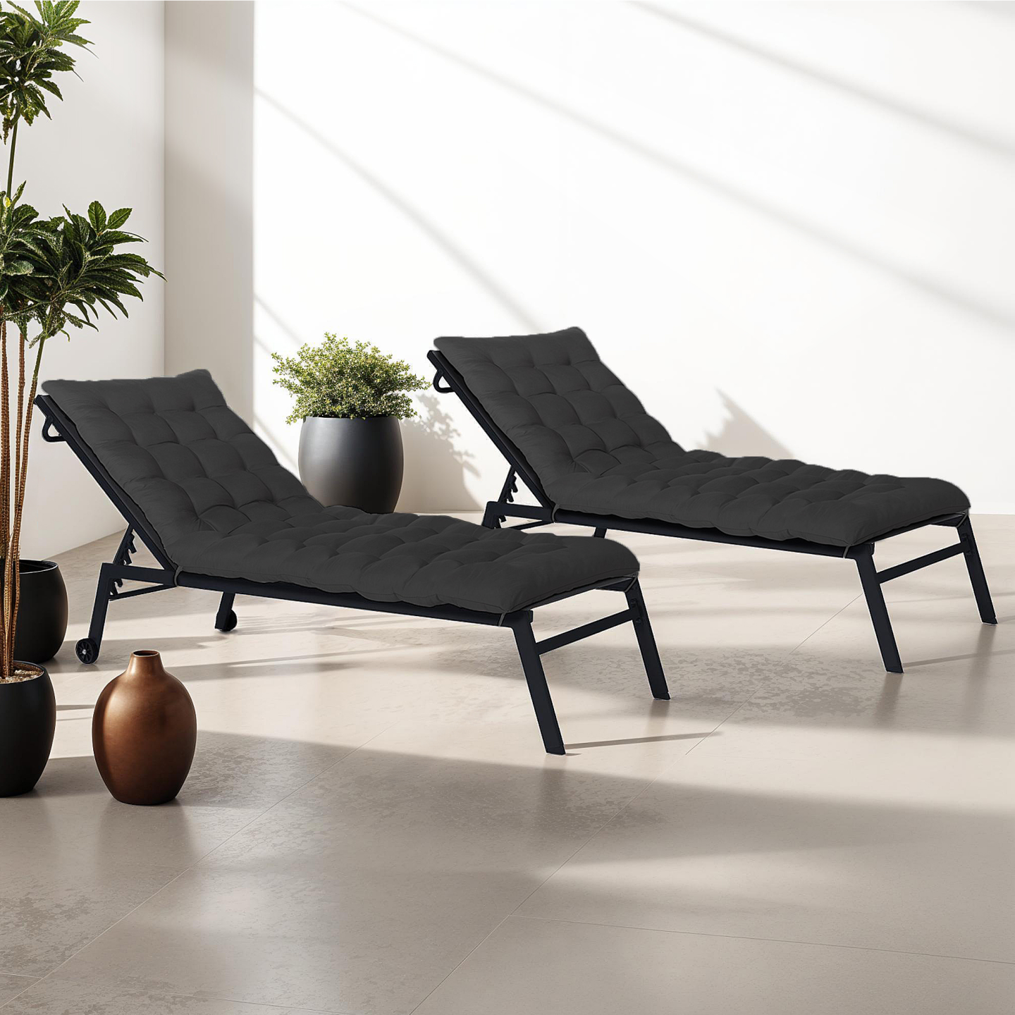 Lot de 2 coussins universel de transat ADAM 180 cm noir - Image 1