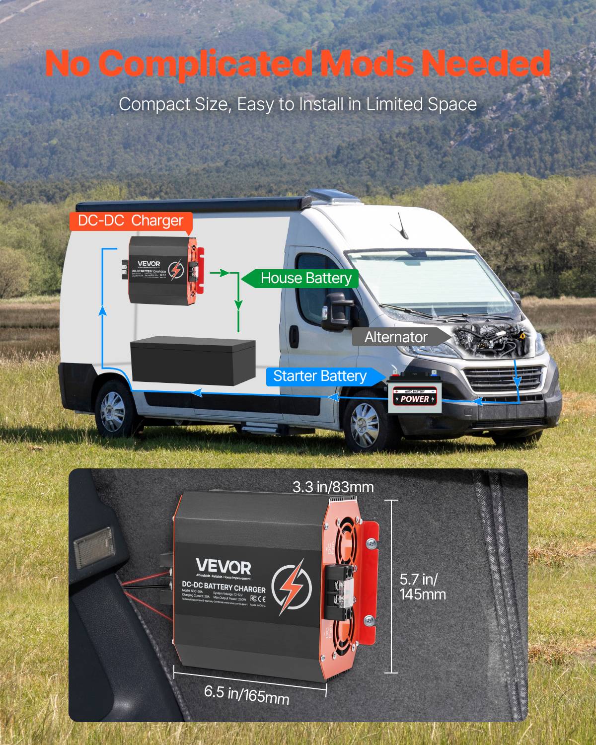 Vevor - VEVOR Chargeur batterie CC-CC 12 V 20 A, 250 W, plomb, lithium, AGM. Voitures. - Image 6