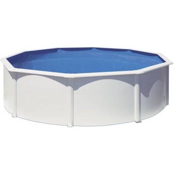 GRE - Kit Piscine hors sol acier ronde blanche Ø480 x 122 cm (Livrée avec filtre a sable et échelle) - Image 1