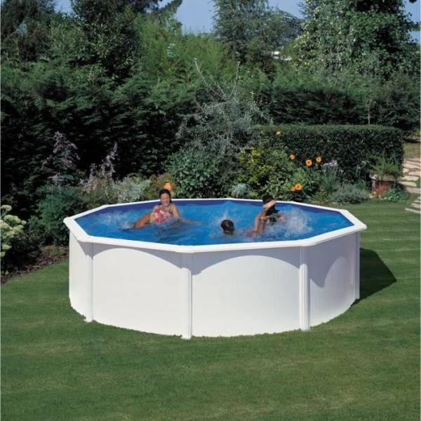 GRE - Kit Piscine hors sol acier ronde blanche Ø480 x 122 cm (Livrée avec filtre a sable et échelle) - Image 2