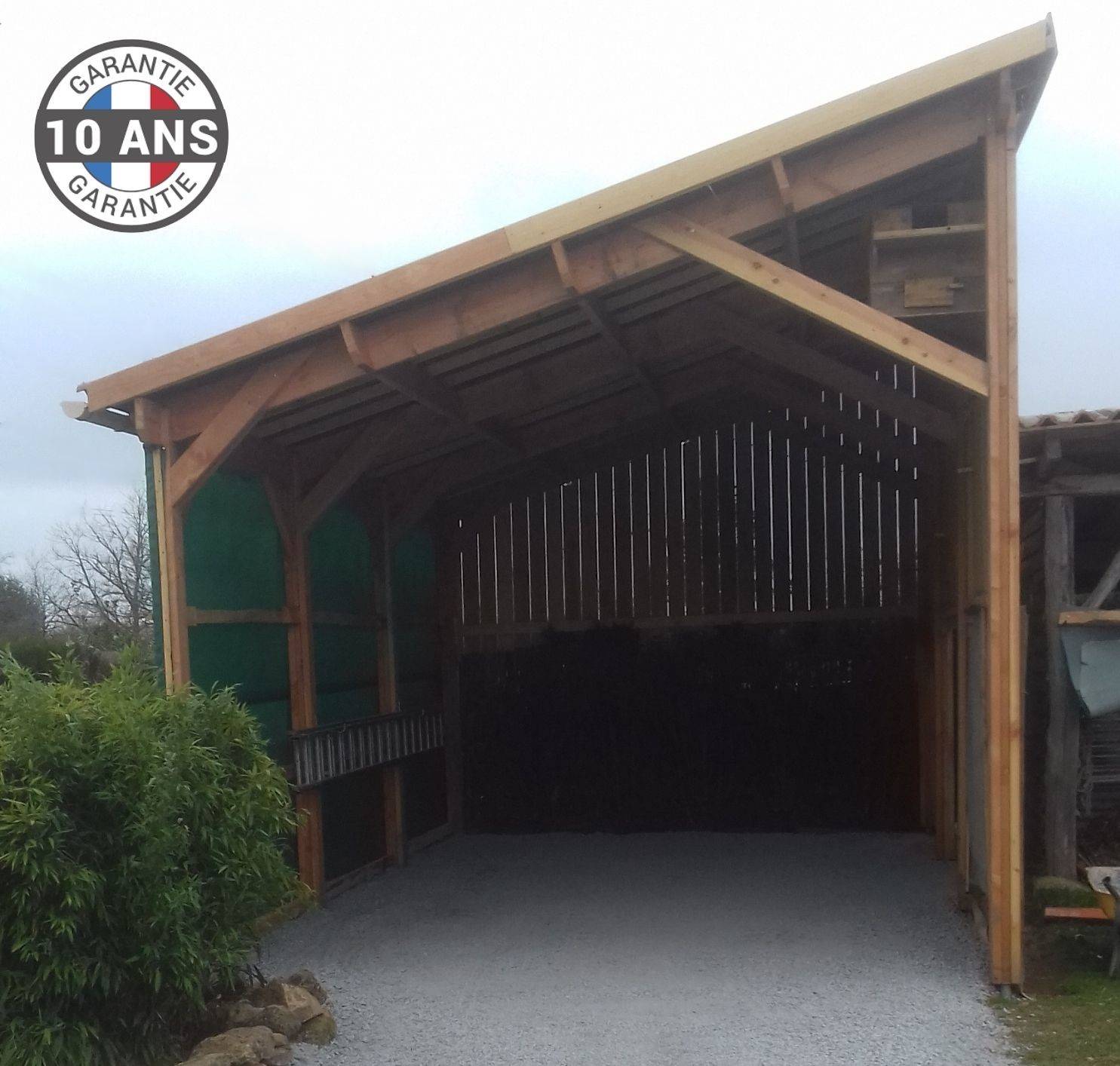 Cpbf Charpentes - Carport une pente 500cmx800cm, bois DOUGLAS Français (Charpente en bois-auvent-abri voiture) 40 m². Garantie 10 ans - Image 1