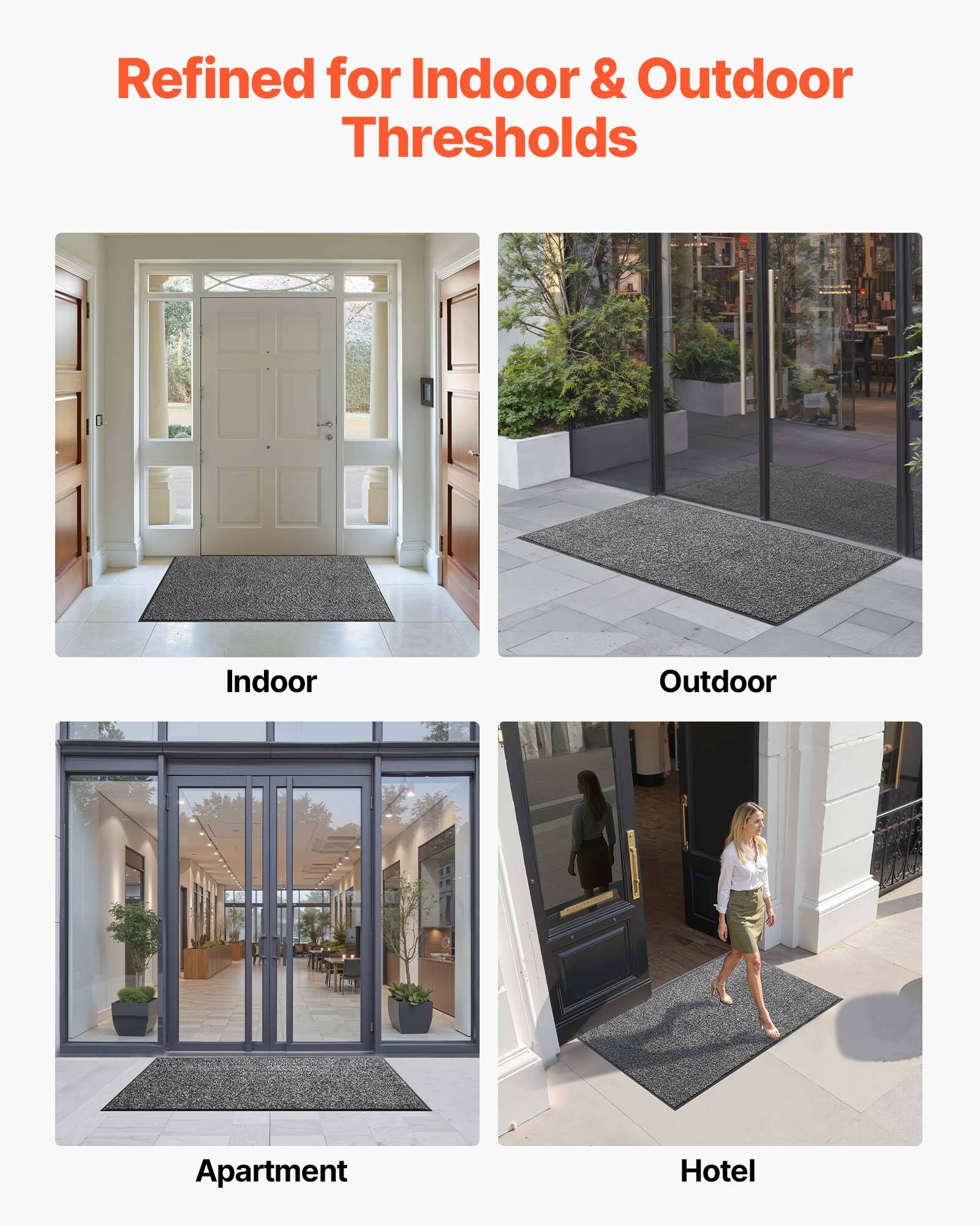 VOUNOT® Tapis de porte paillasson d'entrée 60x90cm - antidérapant antipoussière imperméable lavable - beige - Gamm vert
