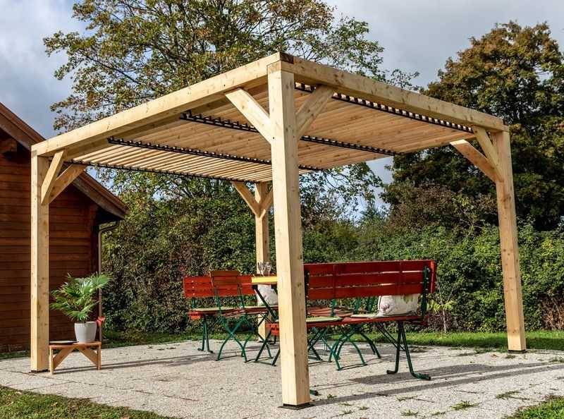 Habrita - Auvent VENETO bois + ventelles toit - 12,20 m2 - dimensions 3,39 m x 3,60 m Habrita - Image 3