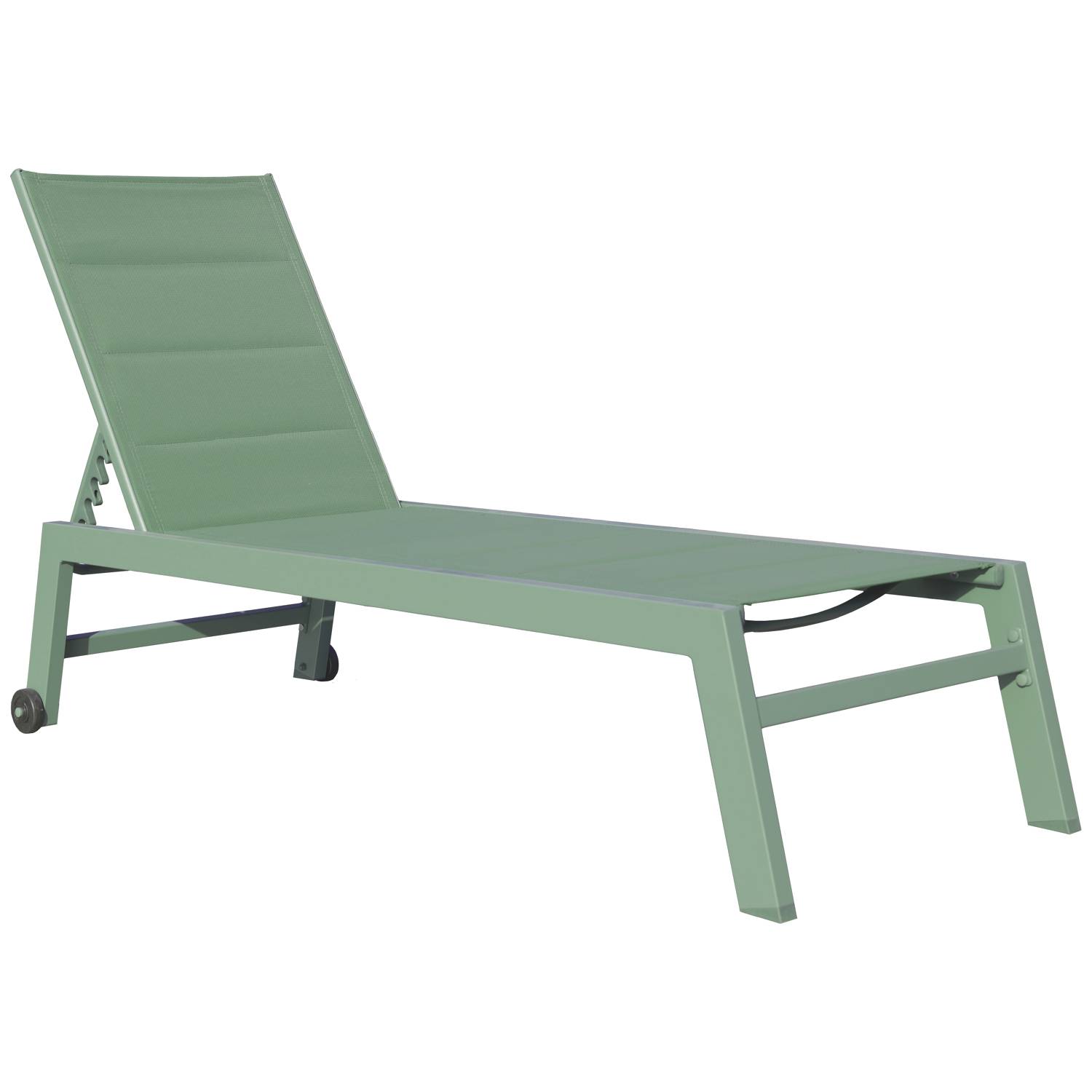 Lot de 2 bains de soleil BARBADOS en textilène vert sauge - aluminium vert sauge - HAPPY GARDEN - Image 3