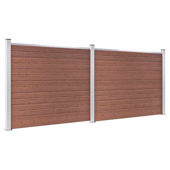Ensemble de panneau de clôture WPC Marron 353 x 146 cm - PANGIVO - Image 2