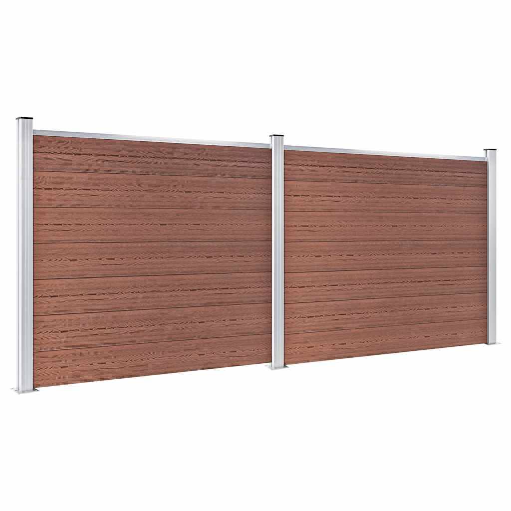Ensemble de panneau de clôture WPC Marron 353 x 146 cm - PANGIVO - Image 2