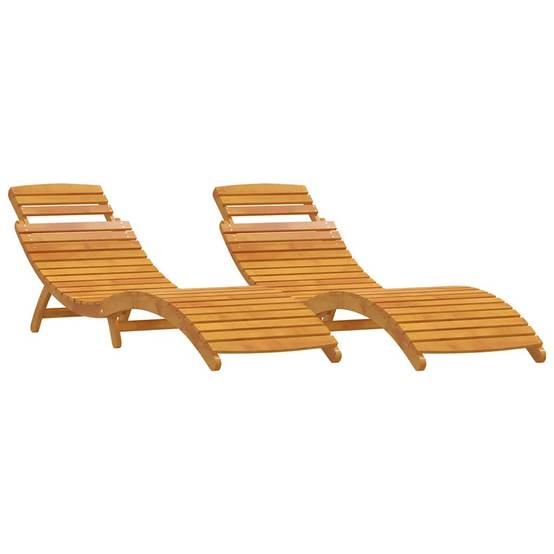 PANGIVO - Transat bois d'acacia massif marron 55 x 184 x 64 cm (2 pcs) - PANGIVO - Image 2