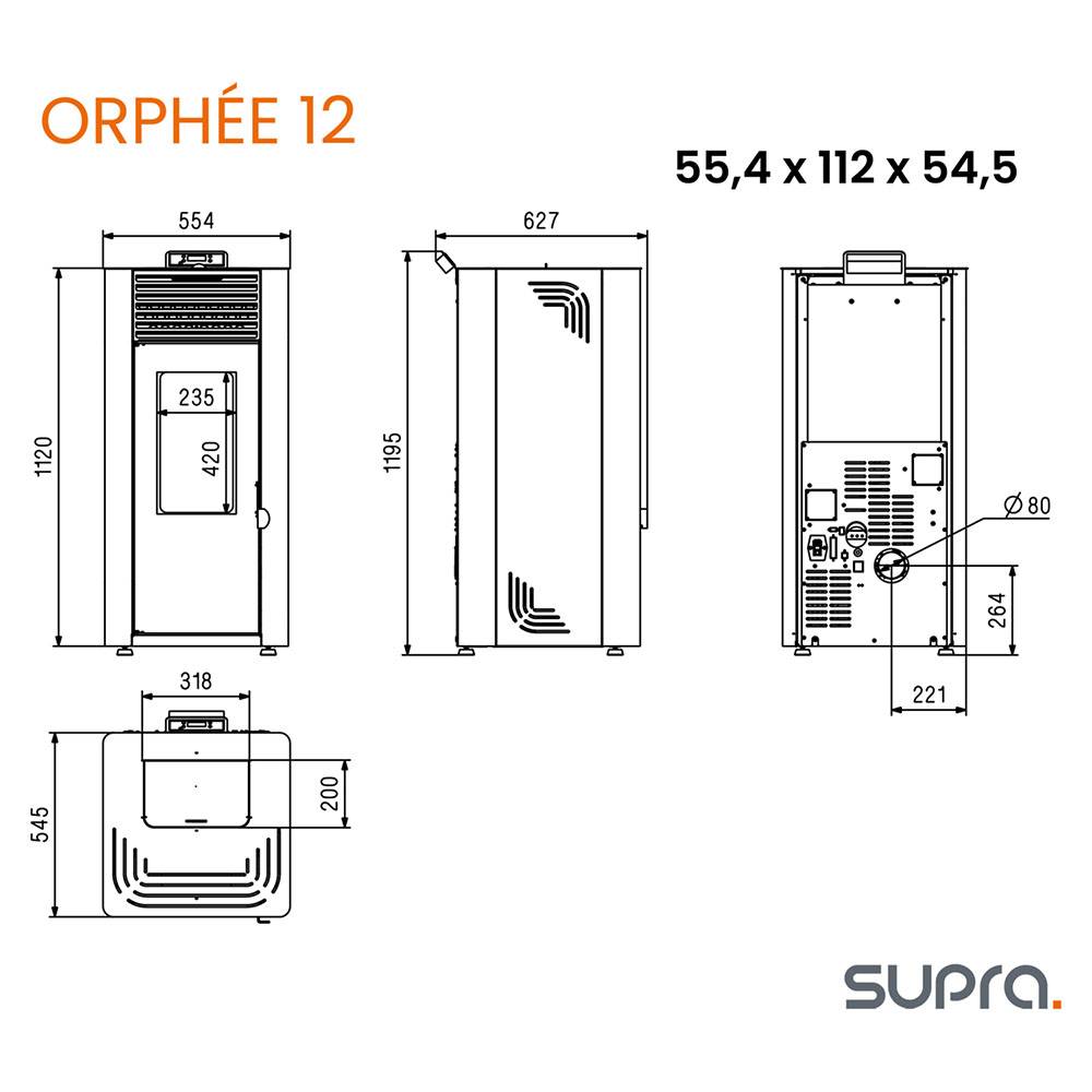 Supra - Poêle à granulés de bois 11.9kw blanc ORPHEE 12 BLANC Supra - Image 5