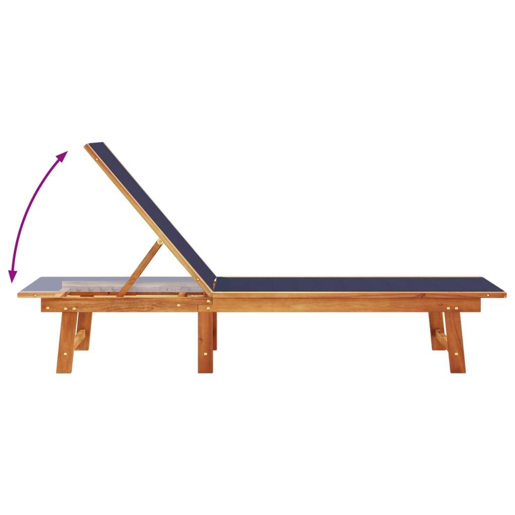Maison Chic - Bain de soleil - Transat - Chaise longue bleu bois d'acacia solide et textilène - MEUBLE PRO - Image 6