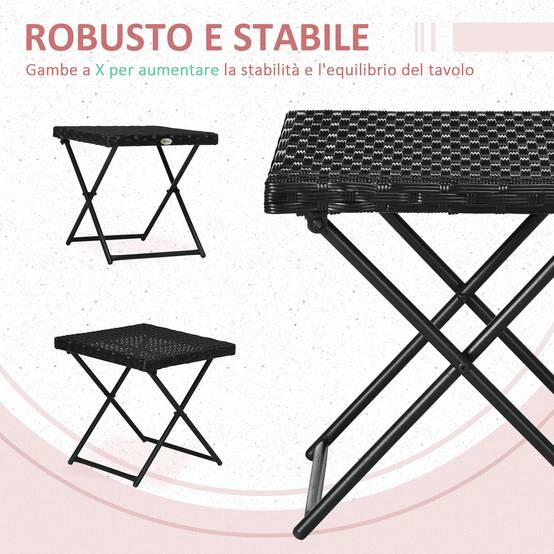 ComfortXL - Table d'appoint pliante balcon acier résine tressée compacte 40cm noir - ComfortXL Outdoor Living - Image 8