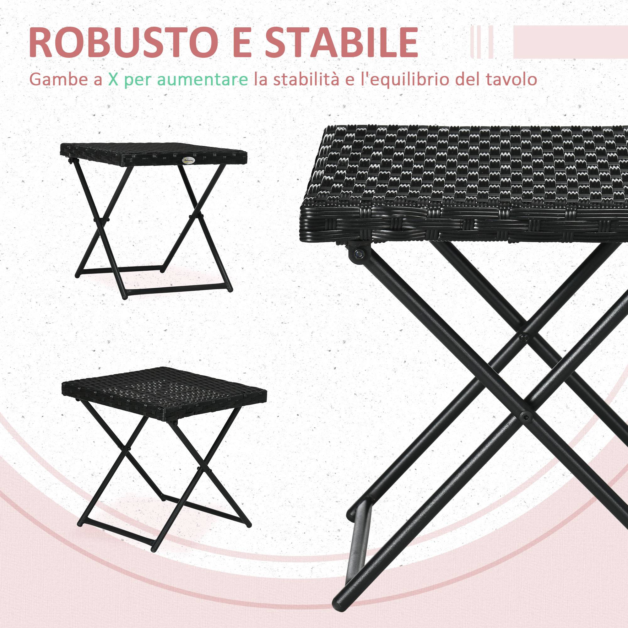 ComfortXL - Table d'appoint pliante balcon acier résine tressée compacte 40cm noir - ComfortXL Outdoor Living - Image 8