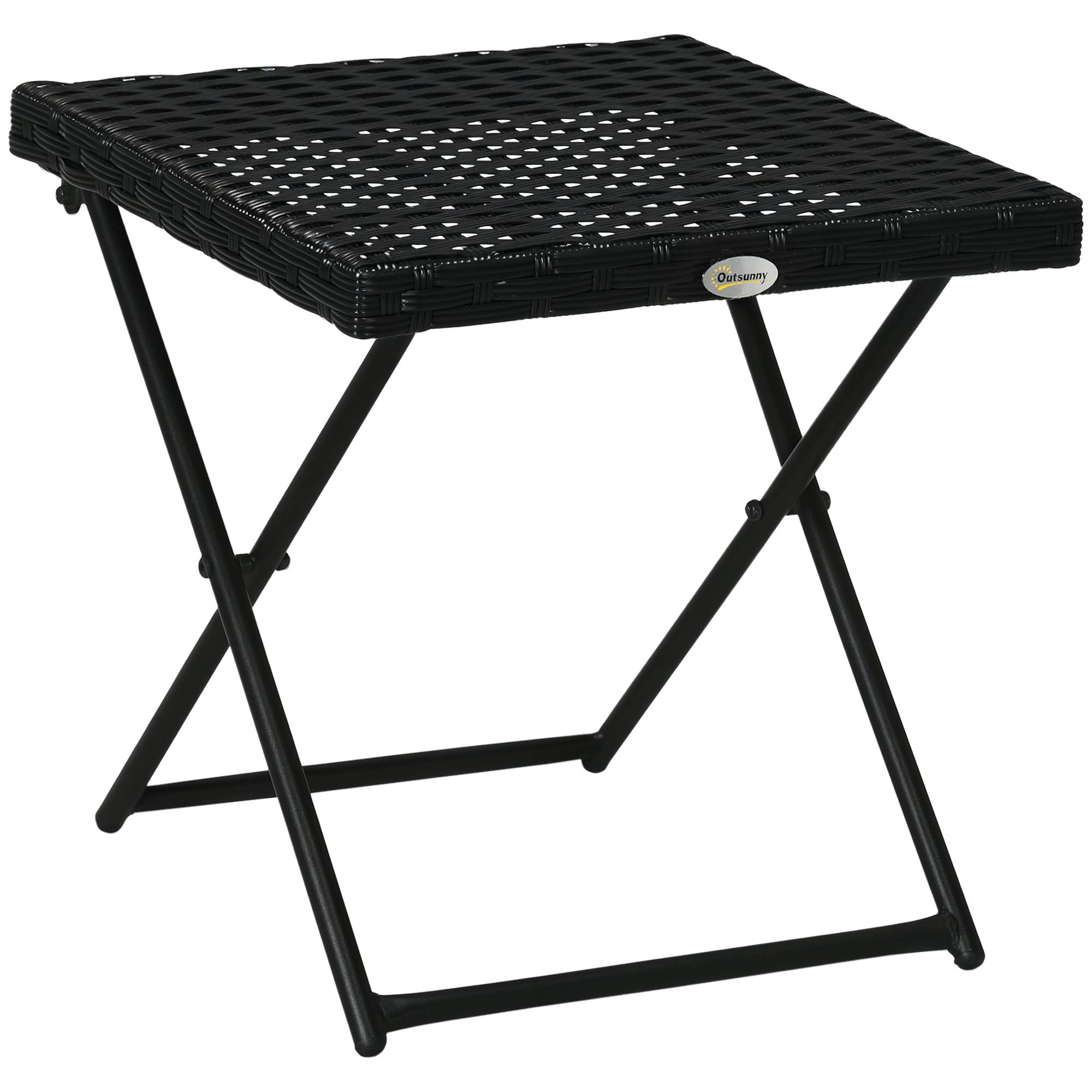 ComfortXL - Table d'appoint pliante balcon acier résine tressée compacte 40cm noir - ComfortXL Outdoor Living - Image 1