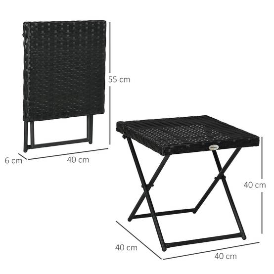 ComfortXL - Table d'appoint pliante balcon acier résine tressée compacte 40cm noir - ComfortXL Outdoor Living - Image 5