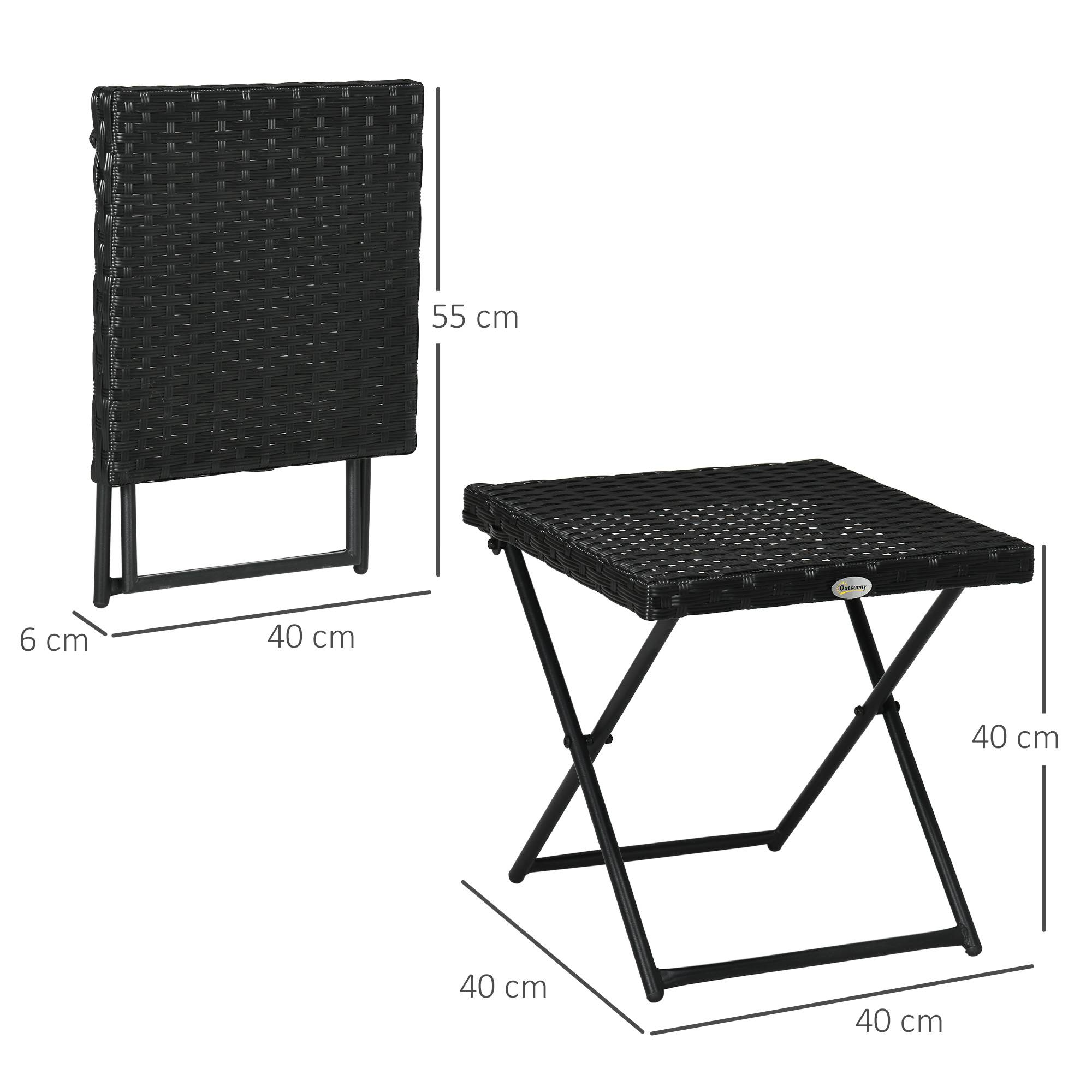 ComfortXL - Table d'appoint pliante balcon acier résine tressée compacte 40cm noir - ComfortXL Outdoor Living - Image 5