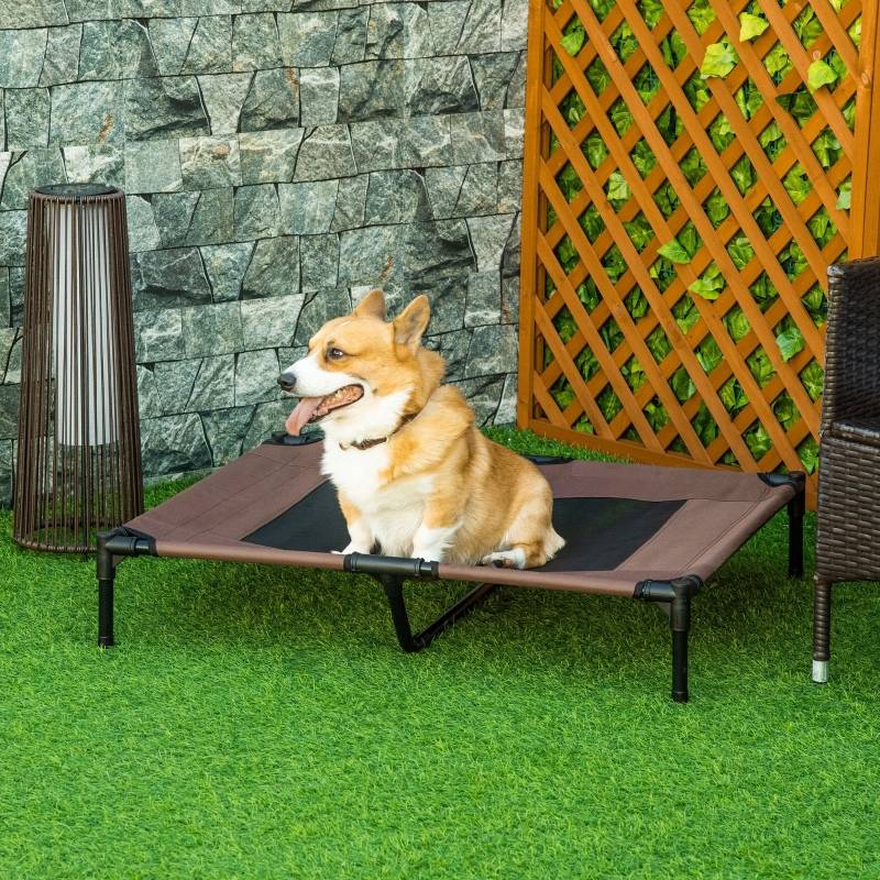 Lit de camp surélevé pour chien extérieur 92 x 76 x 18 cm métal et textilène - PANGIVO - Image 2