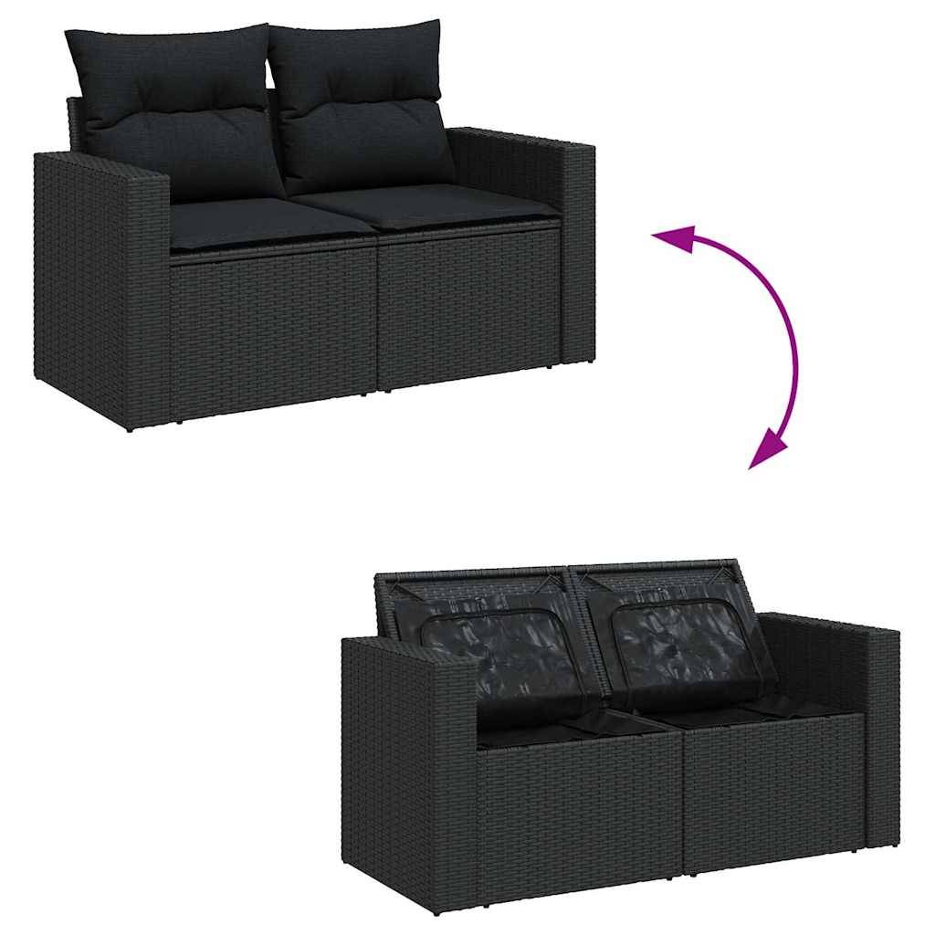 Salon de jardin 6 places avec accoudoirs en résine tressée et bois table relevable Noir – ComfortXL Outdoor Living - Image 6