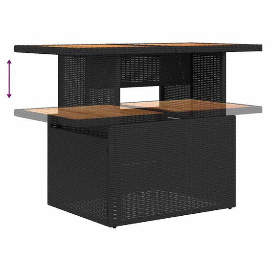 Salon de jardin 6 places avec accoudoirs en résine tressée et bois table relevable Noir – ComfortXL Outdoor Living - Image 8