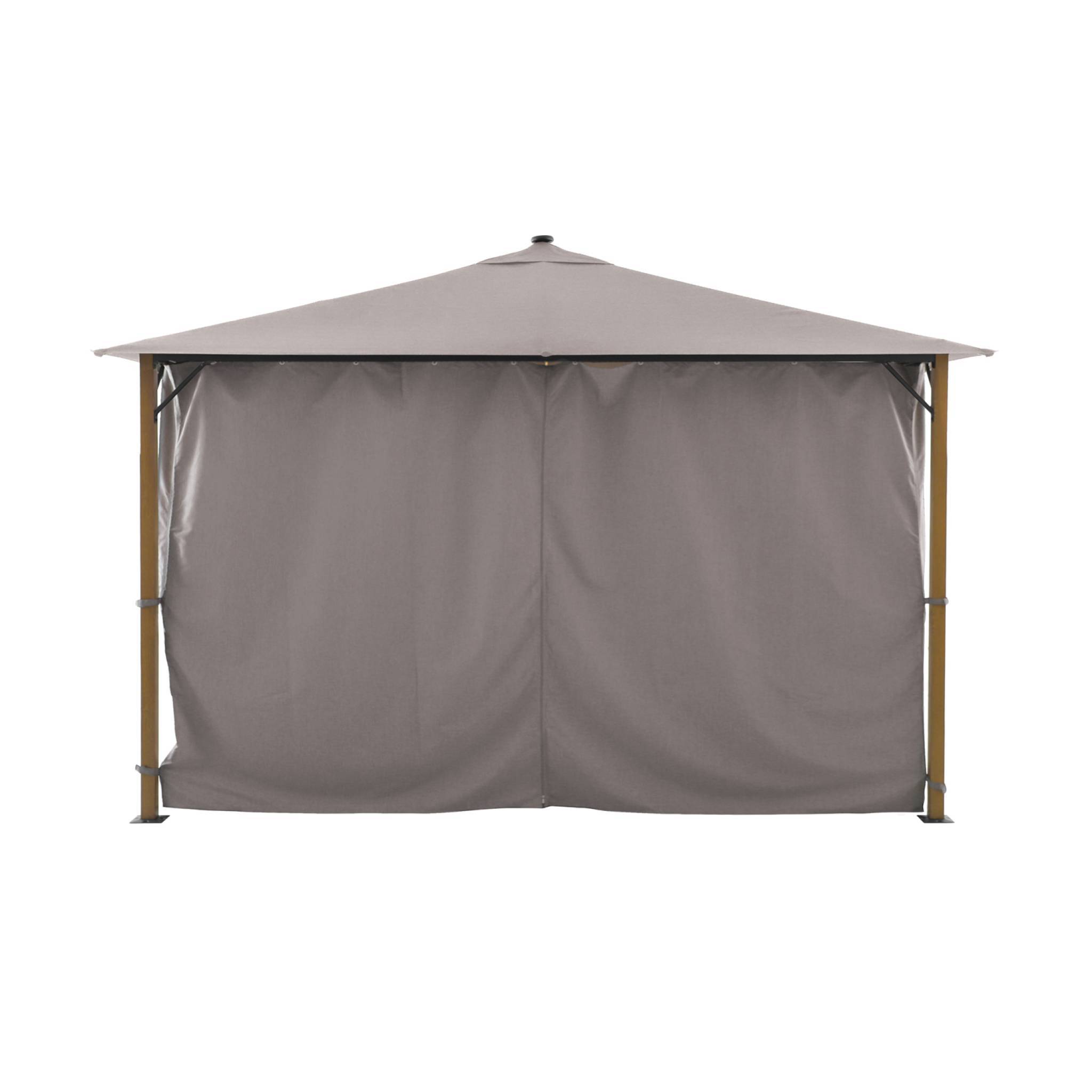 sweeek - Tonnelle 4x3m aluminium effet bois avec rideaux et led beige - Veluna | sweeek - Image 3
