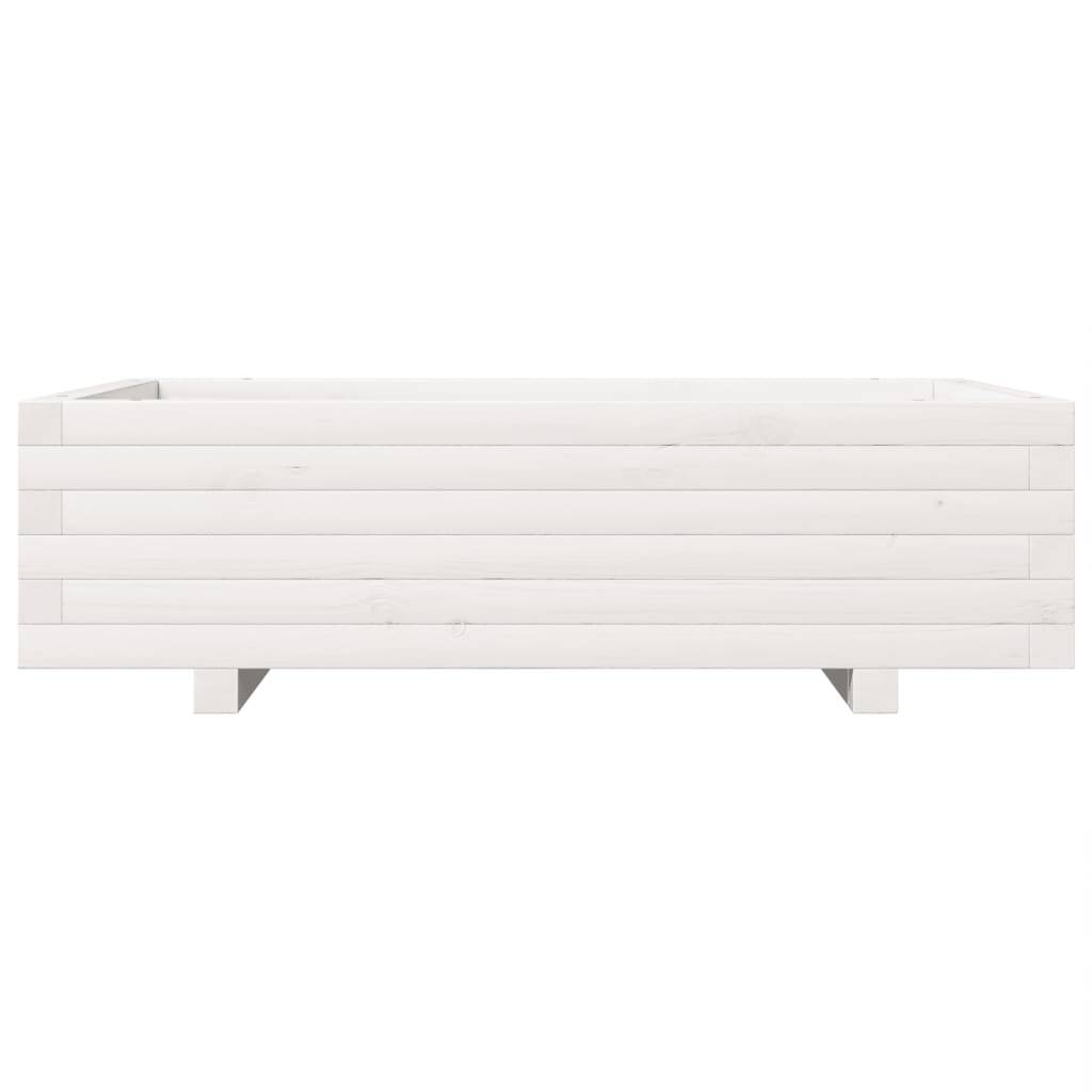 Maison Chic - Jardinière | Pot de fleurs | Cache-pot | Bac à fleurs blanc 90x60x26,5 cm bois de pin massif - Image 5