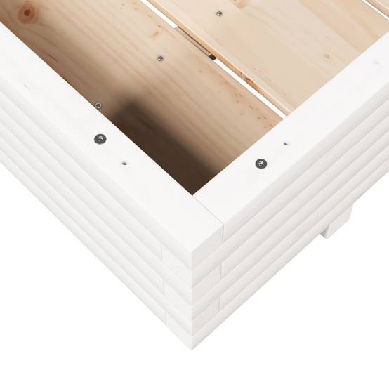 Maison Chic - Jardinière | Pot de fleurs | Cache-pot | Bac à fleurs blanc 90x60x26,5 cm bois de pin massif - Image 8