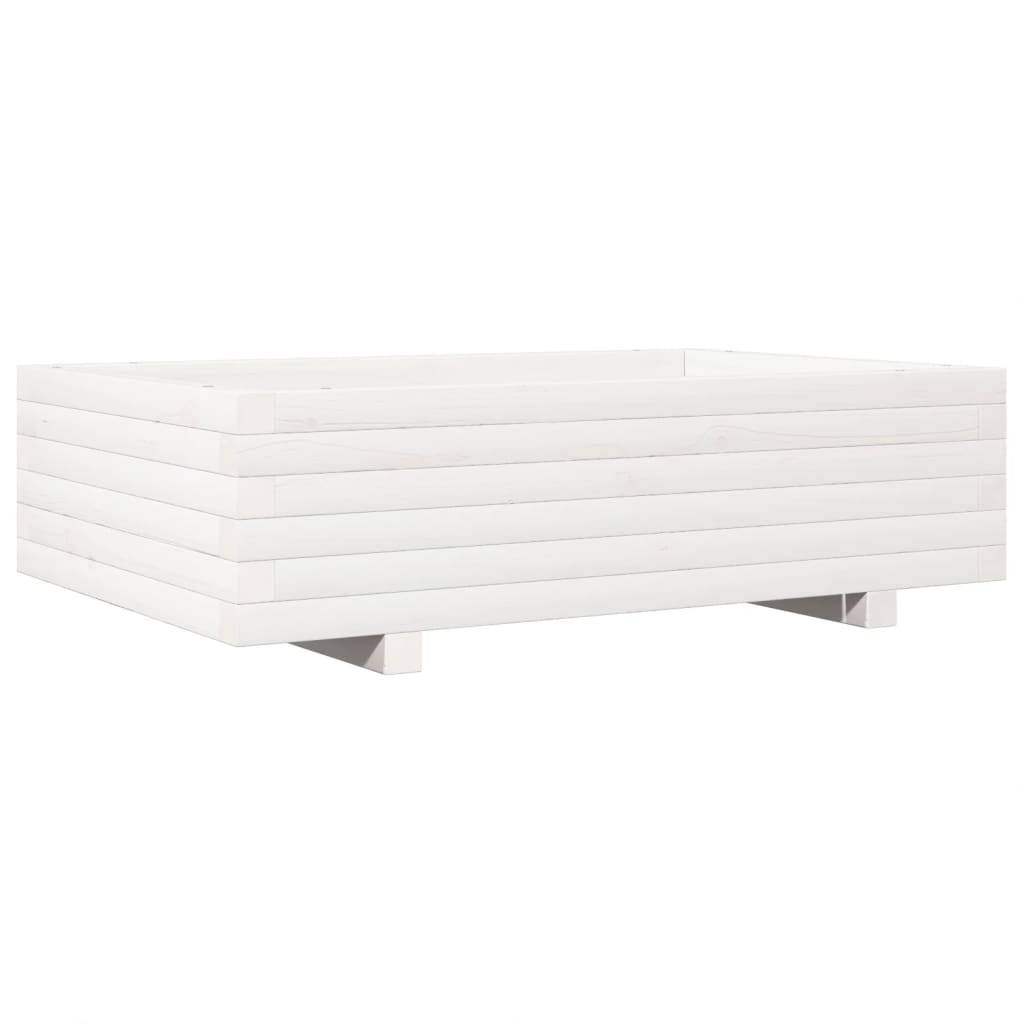 Maison Chic - Jardinière | Pot de fleurs | Cache-pot | Bac à fleurs blanc 90x60x26,5 cm bois de pin massif - Image 1