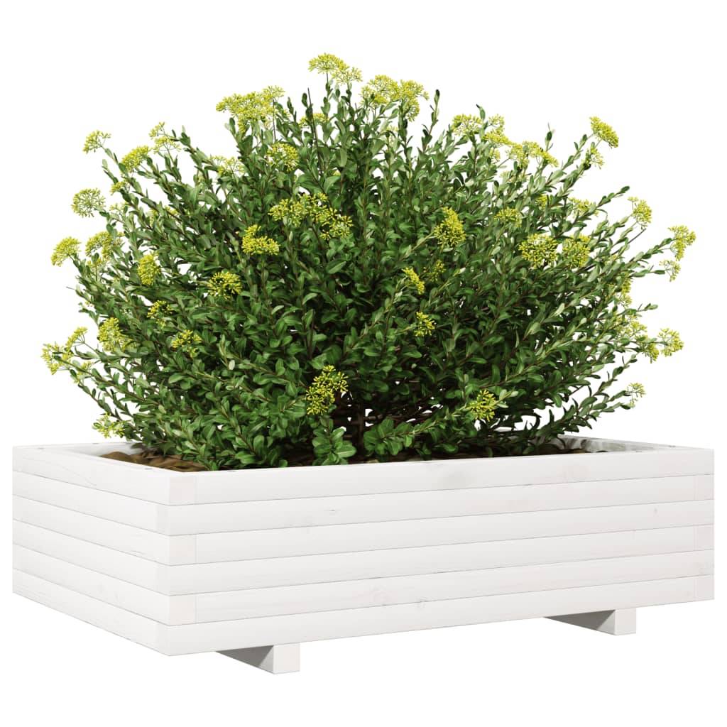 Maison Chic - Jardinière | Pot de fleurs | Cache-pot | Bac à fleurs blanc 90x60x26,5 cm bois de pin massif - Image 4
